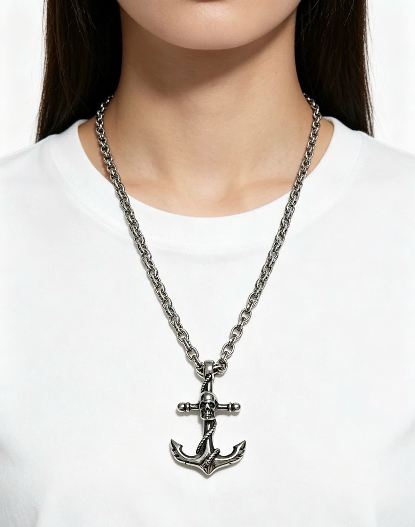 Chrome Hearts Come Bede Anchor Pendant Necklace